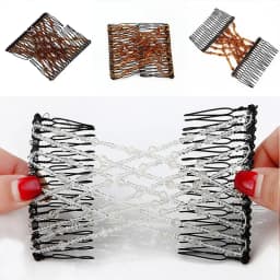 Elastic Hair Comb Womens Bead Stretchy Women Hair Combs Professional Double Magic Slide Metal Comb Hair Clip Hairpin