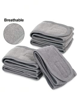 3Pcs Women'S Makeup, Face Wash, Solid Color Velcro Headbands, Sports Yoga Headbands, Spa Bathroom Headbands