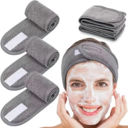 3Pcs Women'S Makeup, Face Wash, Solid Color Velcro Headbands, Sports Yoga Headbands, Spa Bathroom Headbands