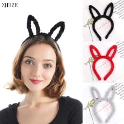 1pc Cute Plush Hair Hoop for Washing Face Skincare Kawaii  Bunny Ear Shaped Headband for Women Girls Wear Daily Hair Accessories