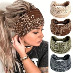 Paisley Headband Boho Yoga Hairband Non-Slip Elastic Sweatband Cross Design Sport Headwear Breathable Workout Accessory Women