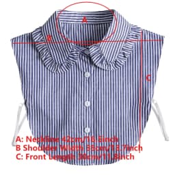 Blue Striped Pleated Fake Collar with Lotus Leaf Lace Detachable Collar Shirt Dickey Half Blouse False Collar for Lady Girls