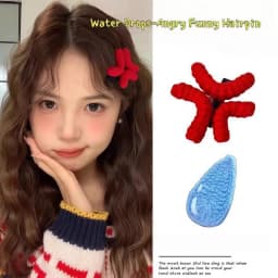 1pc/2pcs/4pcs New Angry Hair Clip Novelty Duckbill Clip Crochet Yarn Headband Side Clip