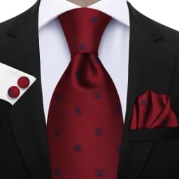 Elegant Ties For Men Gift Fashion Men Tie Set Skull Print Necktie Handchief Cufflinks 3 Pcs Business Wedding Suit Accessories