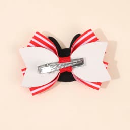 2Pcs Christmas Reindeer Bow Hair Clips Sweet Cute Stripe Bownot Hairpins For Girls Children Xmas Headwear Hair Accessories Gift