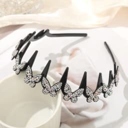 Wavy Headband Rhinestone Butterfly Headband Squiggly Headband All-Day Wear Hair Accessory Hold Flyaways for Ladies Adults Teens