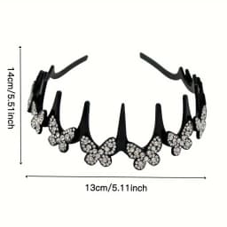 Wavy Headband Rhinestone Butterfly Headband Squiggly Headband All-Day Wear Hair Accessory Hold Flyaways for Ladies Adults Teens