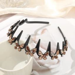 Wavy Headband Rhinestone Butterfly Headband Squiggly Headband All-Day Wear Hair Accessory Hold Flyaways for Ladies Adults Teens