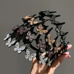 Wavy Headband Rhinestone Butterfly Headband Squiggly Headband All-Day Wear Hair Accessory Hold Flyaways for Ladies Adults Teens