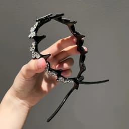 Wavy Headband Rhinestone Butterfly Headband Squiggly Headband All-Day Wear Hair Accessory Hold Flyaways for Ladies Adults Teens