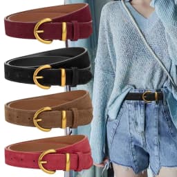 Fashion Luxury Design Suede Leather Belt Casual Versatile Pin Buckle Waistband Trendy Trouser Dress Belts Women's Belt