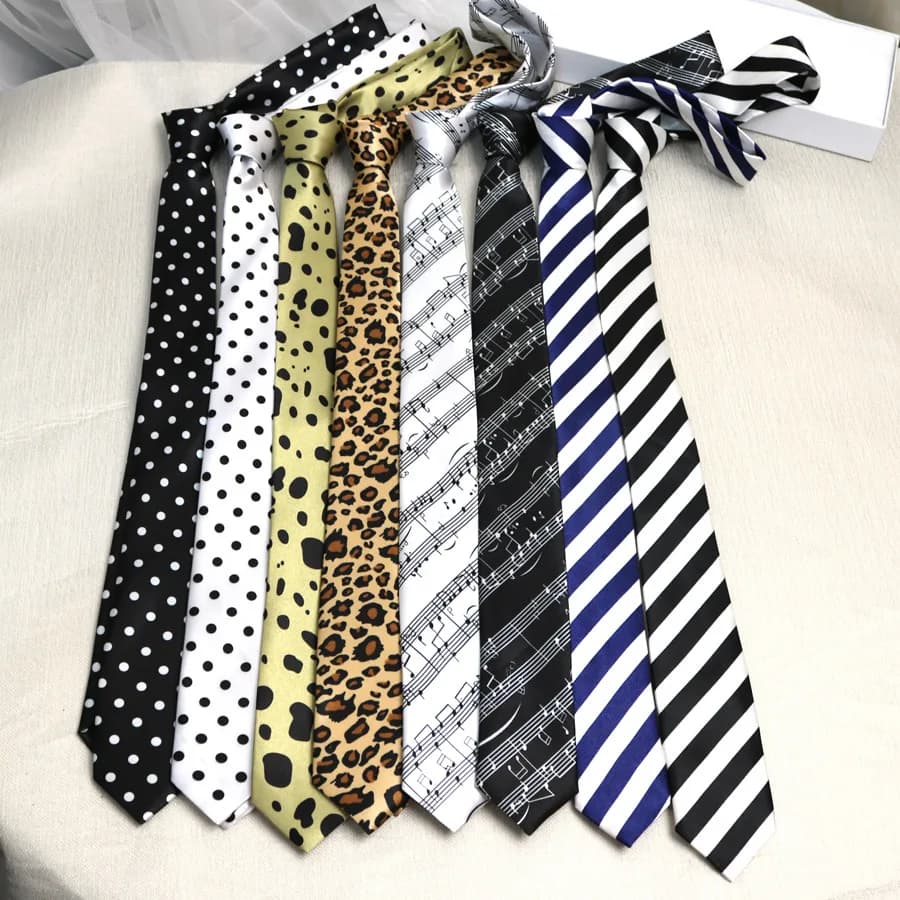 Black and white striped tie narrow version girls casual 5CM hand play trend earth cool dance