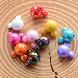50pcs Mickey 9-color Perforated Beads DIY Jewelry Making Ballpoint Pen Necklaces Keychains Hair Clips Hanging Accessories