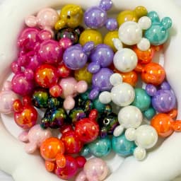 50pcs Mickey 9-color Perforated Beads DIY Jewelry Making Ballpoint Pen Necklaces Keychains Hair Clips Hanging Accessories