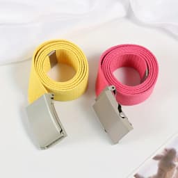Women's Polyester-Cotton Canvas Woven Belt, Frosted Smooth Buckle Belt, Available in Multiple Colors, Candy-Colored Belt