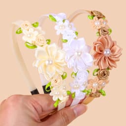 3pcs Cute Pearl Flower Headband Fabric Rose Flower Hairbands Kids Children Floral Plastic Hairbands Party Hair Accessories