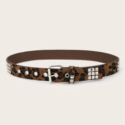 1pc Men's Punk Y2k Rock Leopard Print Rivet Belt Jeans Versatile Decorative Belt