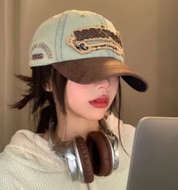 New Casual Splicing Retro Baseball Caps Cotton Denim Tattered Jeans Sun Hat Sunscreen Hat Sun Cap Peaked Cap Girl