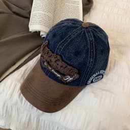 New Casual Splicing Retro Baseball Caps Cotton Denim Tattered Jeans Sun Hat Sunscreen Hat Sun Cap Peaked Cap Girl