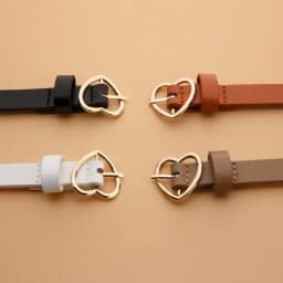 A Set of Three Heart-Shaped Gold Buckle Thin Waist Belt, Versatile for Daily Use