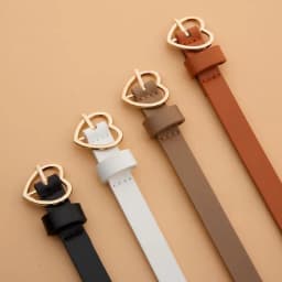 A Set of Three Heart-Shaped Gold Buckle Thin Waist Belt, Versatile for Daily Use