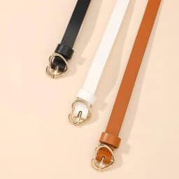 A Set of Three Heart-Shaped Gold Buckle Thin Waist Belt, Versatile for Daily Use