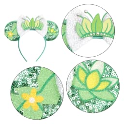 Princess and Frog Themed Mouse Ears Headbands Women Party Hair Accessories Bird DIY Headband for Girls Kids Sequins Bow Hairband
