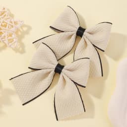 2Pcs/set Houndstooth Bowknot Hairclip for Girls Handmade Nylon Hairgripes Simple Temperament Pearl Hair Accessories Wholesale