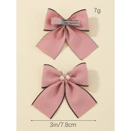 2Pcs/set Houndstooth Bowknot Hairclip for Girls Handmade Nylon Hairgripes Simple Temperament Pearl Hair Accessories Wholesale