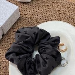 2pcs Temperament Bow Wave Point Large Intestine Hairband Female Tie Meatball Hair Rope High Elasticity Durable Rubber Band