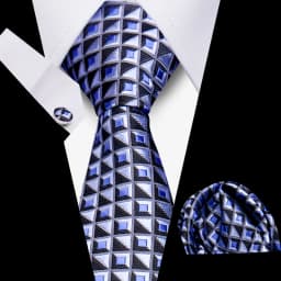 Tie Man Luxury Business Neck Tie For Mens Cufflinks Pocket Square Set 7.5cm Necktie For Wedding Party Shirts Sets White Cravats