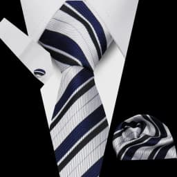 Tie Man Luxury Business Neck Tie For Mens Cufflinks Pocket Square Set 7.5cm Necktie For Wedding Party Shirts Sets White Cravats