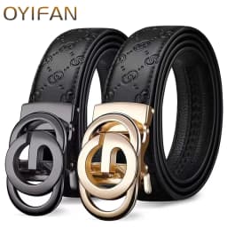 Luxury Men's Belt, Automatic Buckle Belt for Men, High Quality Genuine Leather Belt Printed Design Men's Business Belt Men