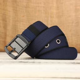 Men's canvas waistband with adjustable porous needle buckle belt, suitable for young and middle-aged casual wear, elongated Kore