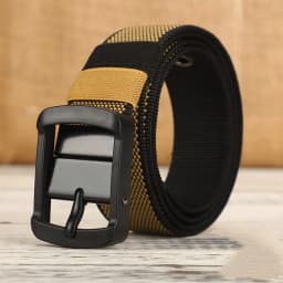 Men's canvas waistband with adjustable porous needle buckle belt, suitable for young and middle-aged casual wear, elongated Kore