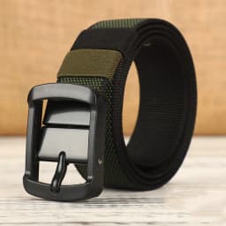 Men's canvas waistband with adjustable porous needle buckle belt, suitable for young and middle-aged casual wear, elongated Kore