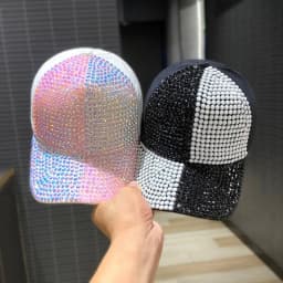 Double Color Scheme Women's Baseball Cap Spring Autumn Rhinestone Caps Fashion Personality Street Hiphop Hats For Female
