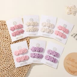 2pcs Floral Embroidery Hairpins Children Hair Clips Geometric Sweet Girls Vintage Baby Hairpins BB Barrettes  Hair Accessories