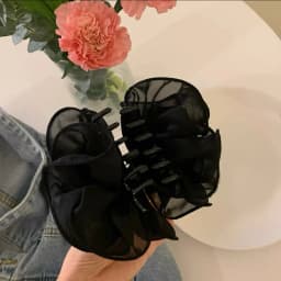 New Large Chiffon Claw Clip Hair Bow Large Size Black Fabric Ribbon Flower Rose Claw Jaw Clamps Clips Accessories for Women