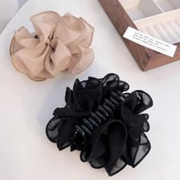 New Large Chiffon Claw Clip Hair Bow Large Size Black Fabric Ribbon Flower Rose Claw Jaw Clamps Clips Accessories for Women