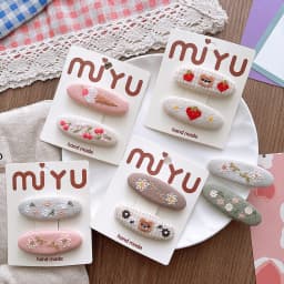 Cute Korean Forest Style Embroidered Cloth Toddler BB Clips Side Hair Clamps Teen Girls Bangs Ornaments
