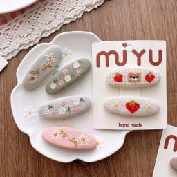 Cute Korean Forest Style Embroidered Cloth Toddler BB Clips Side Hair Clamps Teen Girls Bangs Ornaments