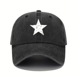 Star print baseball cap retro lightweight washed cap adjustable women's sun protection cap