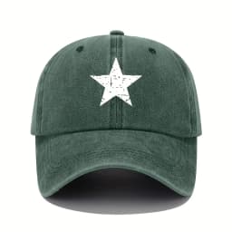 Star print baseball cap retro lightweight washed cap adjustable women's sun protection cap