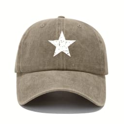 Star print baseball cap retro lightweight washed cap adjustable women's sun protection cap