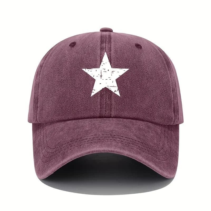 Star print baseball cap retro lightweight washed cap adjustable women's sun protection cap