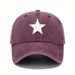 Star print baseball cap retro lightweight washed cap adjustable women's sun protection cap