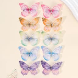 10Pcs Mesh Butterfly Hair Clips Sweet Rhinestone Hairpins Double-layer Giltter Barrette For Girls Kids Fashion Hair Accessories