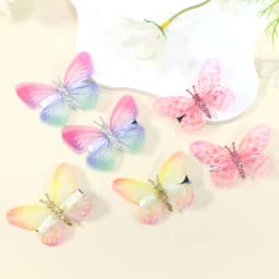 10Pcs Mesh Butterfly Hair Clips Sweet Rhinestone Hairpins Double-layer Giltter Barrette For Girls Kids Fashion Hair Accessories