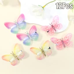 10Pcs Mesh Butterfly Hair Clips Sweet Rhinestone Hairpins Double-layer Giltter Barrette For Girls Kids Fashion Hair Accessories